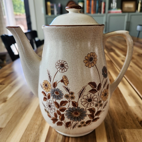 Other - 1970s Vintage Stoneware Floral Teapot - Made in Japan